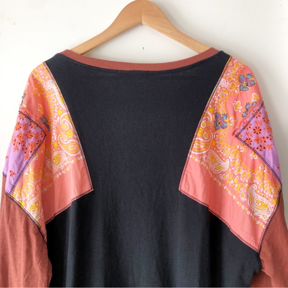 SOLD♏️Free People We The People Feelin It Patchwork Ballon Sleeve Top Size M - Picture 7 of 12